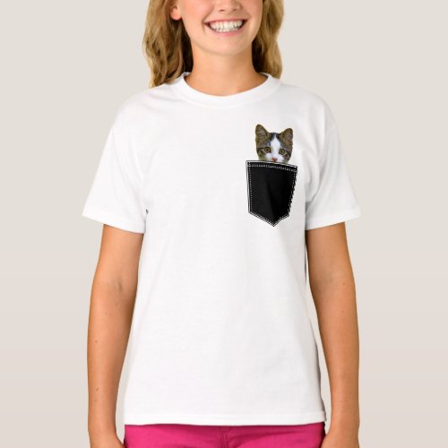 Kitty Cat In My Pocket Girls T_Shirt