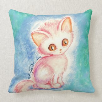 Kitty Cat in Soft Pastel Hues throwpillow