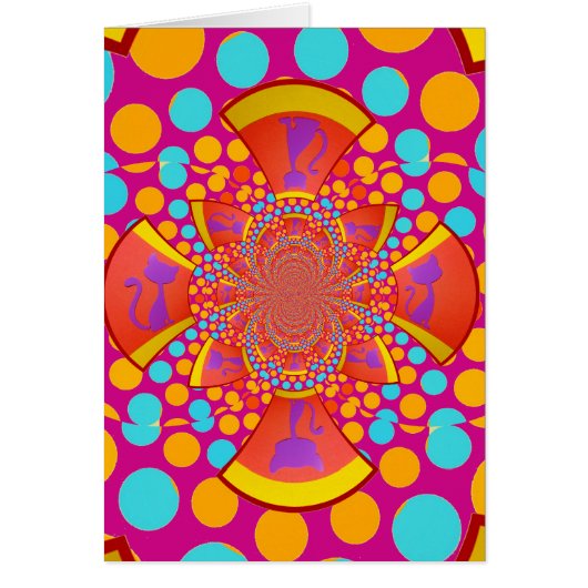 Kitty Cat Kaleidoscope Pink Teal Polka Dots (Front)