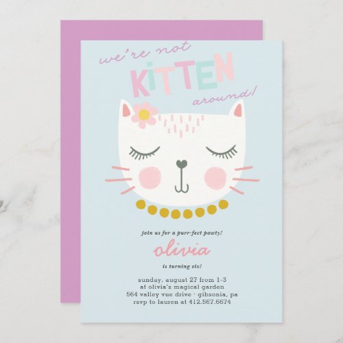 Kitty Cat Kids Birthday Invitation