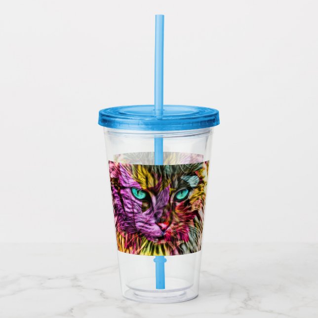Kitty Cat Kitten Artsy Design Acrylic Tumbler (Front)