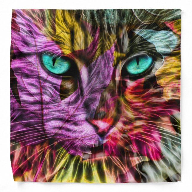 Kitty Cat Kitten Artsy Design Bandana (Front)