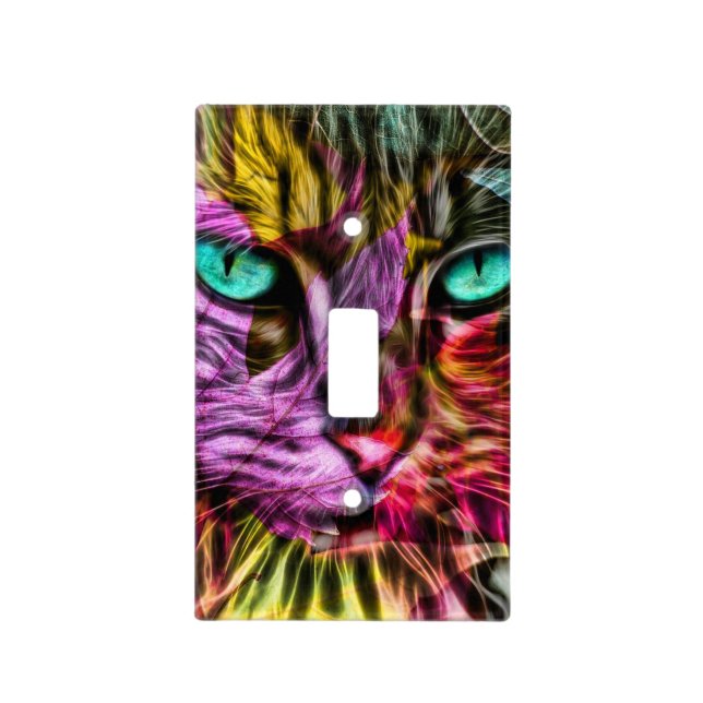 Kitty Cat Kitten Artsy Design Light Switch Cover (Front)