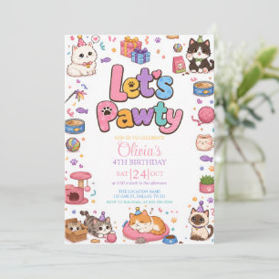 Kitty Cat Kitten Girl Birthday Party Invitation