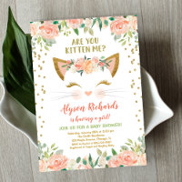 Kitty cat kitten peach cream girl baby shower