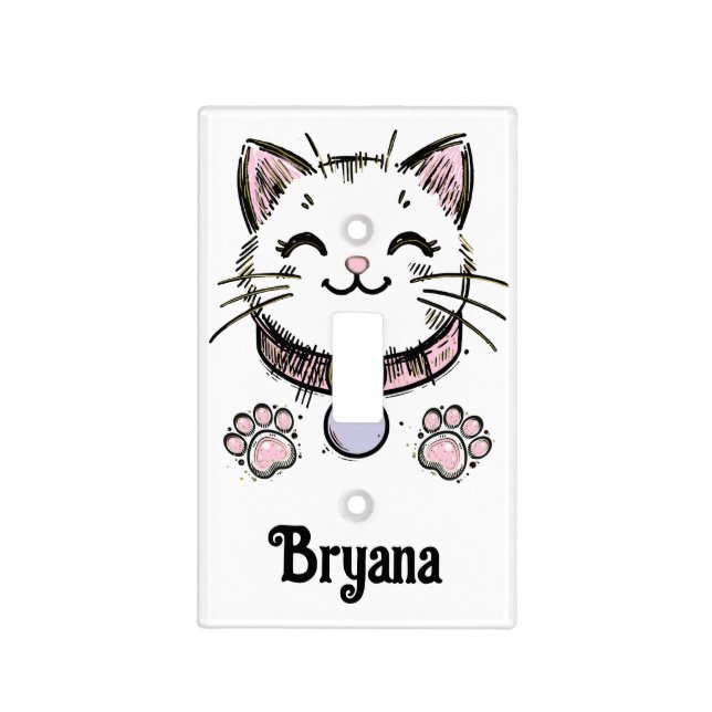 Kitty Cat Kitten Pink Purple Gold Birthday Party  Light Switch Cover (Front)
