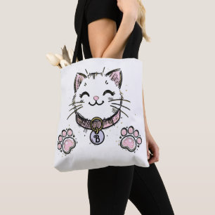 Kitty Cat Kitten Pink Purple Gold Birthday Party Tote Bag