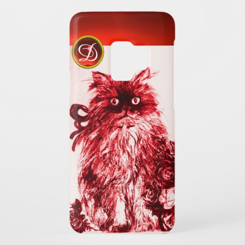 KITTY CAT _ KITTEN WITH RED ROSES Gem Monogram Case_Mate Samsung Galaxy S9 Case