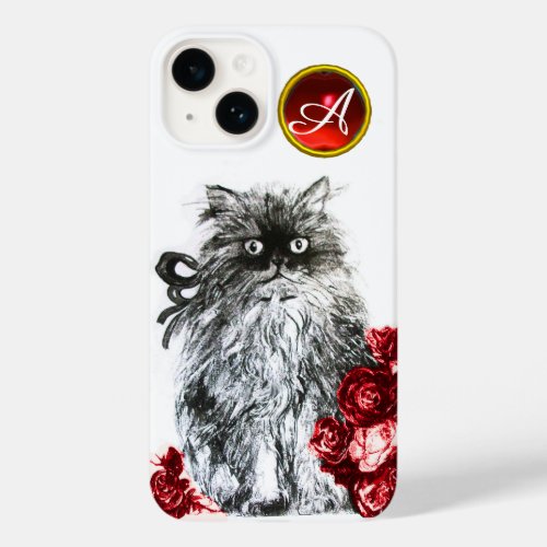 KITTY CATKITTEN WITH RED ROSES GEM MONOGRAMwhite Case_Mate iPhone 14 Case