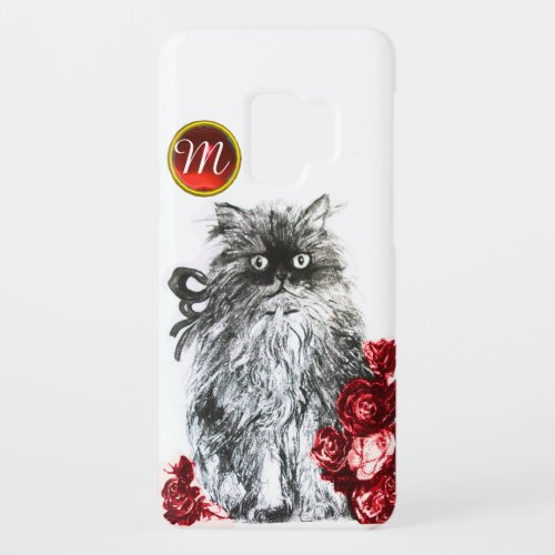 KITTY CATKITTEN WITH RED ROSES GEM MONOGRAMwhite Case_Mate Samsung Galaxy S9 Case