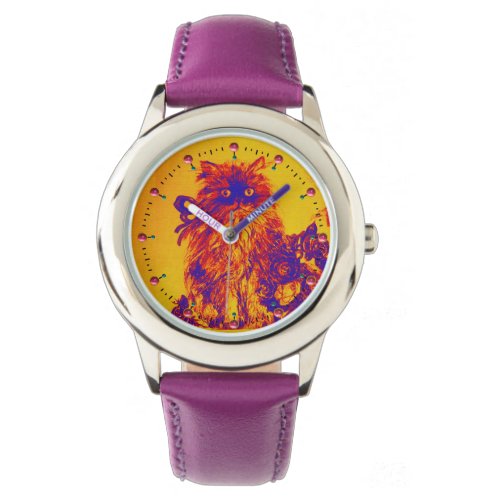 KITTY CAT  KITTEN WITH ROSES Purple Blue Orange Watch