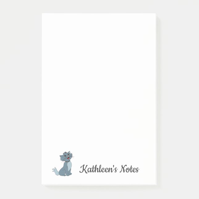 Kitty Cat Love Notes | Customize Text | Gray Kitty (Front)