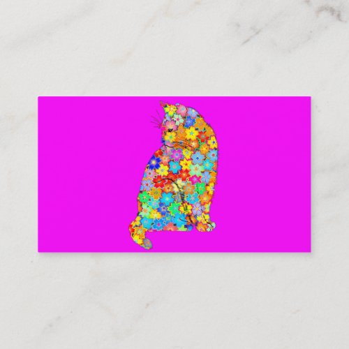 Kitty Cat Loves Flowers and Paws in the Abstract Business Card