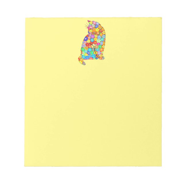Kitty Cat Loves Flowers and Paws in the Abstract Notepad (Front)