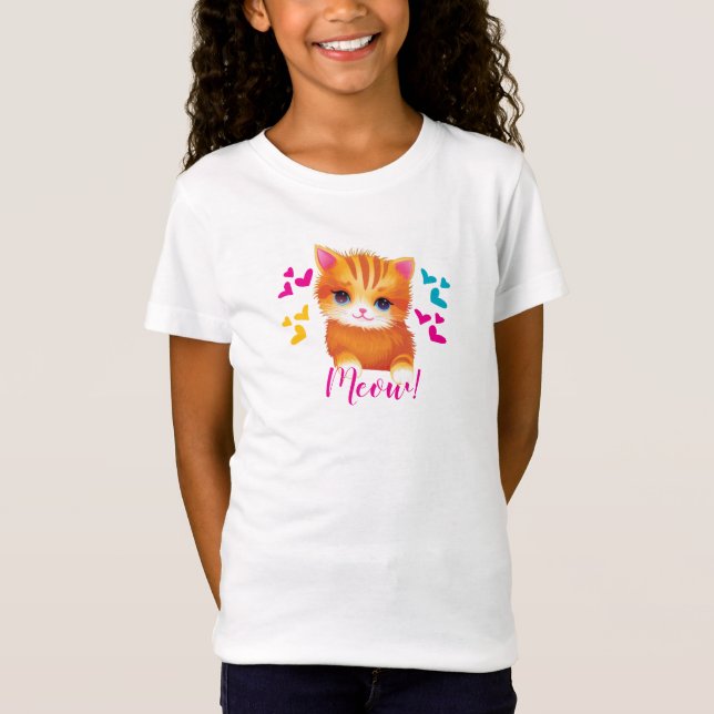 Kitty Cat Meow Birthday Girl T-Shirt (Front)