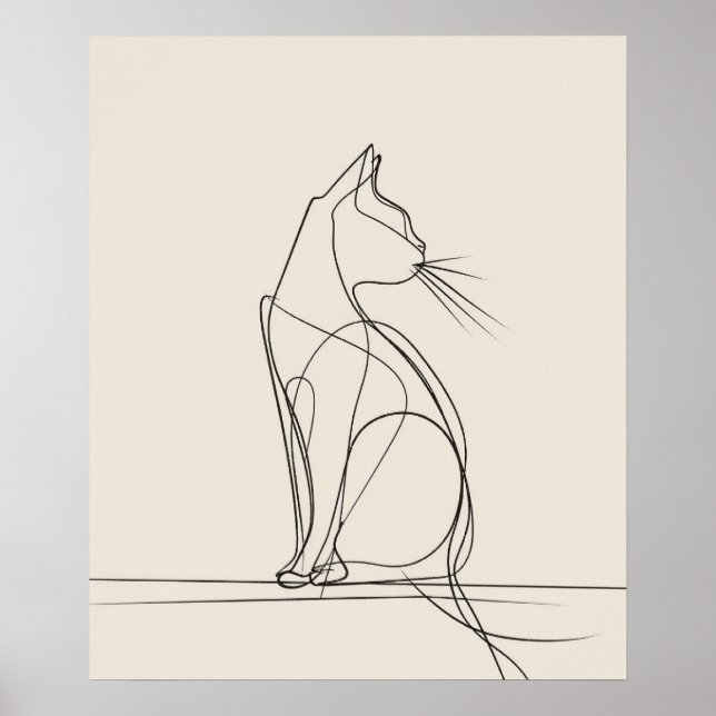 Kitty Cat minimalist line art Poster (Front)