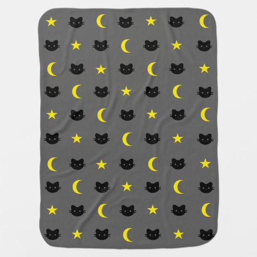 Kitty Cat Moon And Stars Baby Blanket