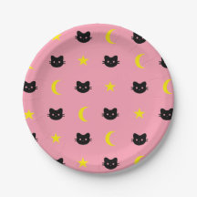 kitty Cat Moon And Stars Paper Plates