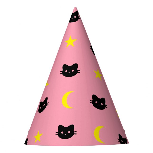 kitty Cat Moon And Stars Party Hat (Front)