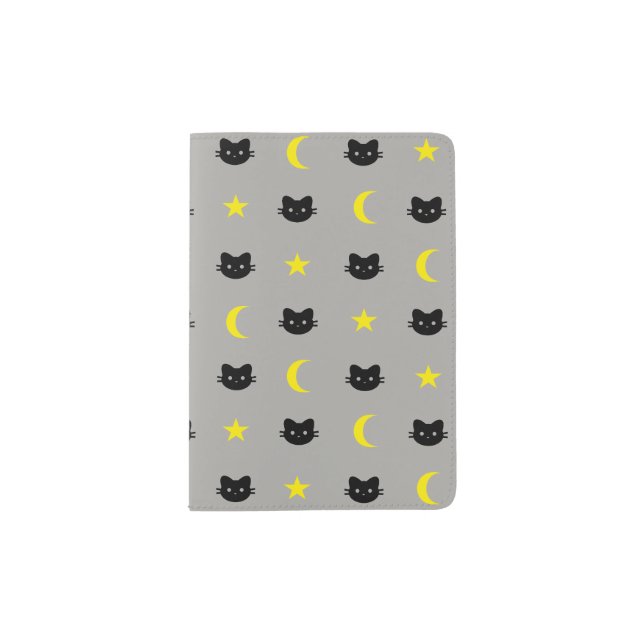 Kitty Cat Moon And Stars Passport Holder (Front)