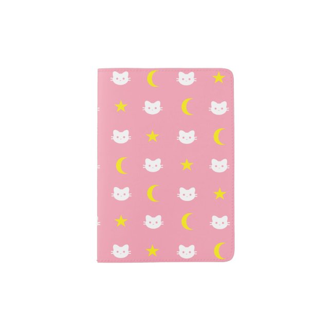 Kitty Cat Moon And Stars Passport Holder (Front)