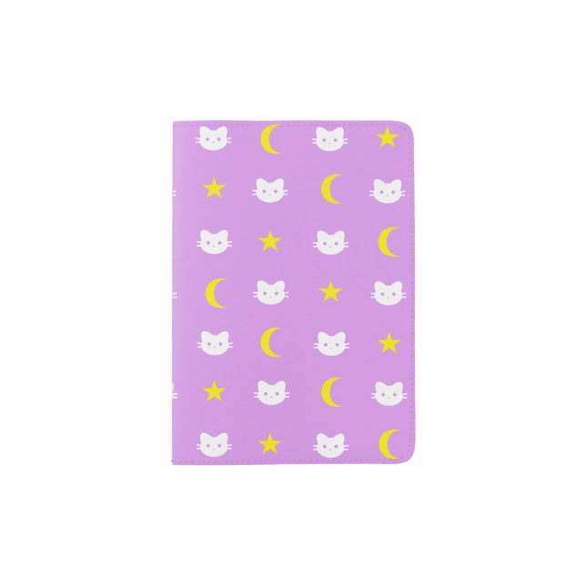 Kitty Cat Moon And Stars Passport Holder (Front)