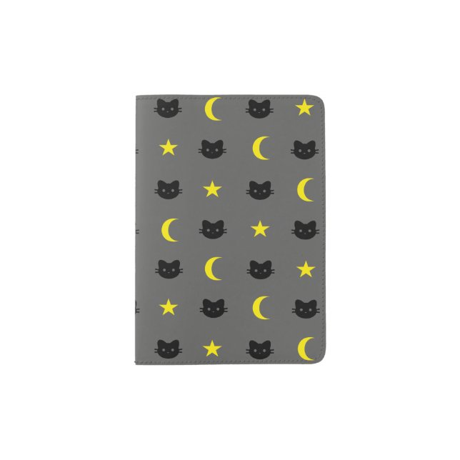 Kitty Cat Moon And Stars Passport Holder (Front)