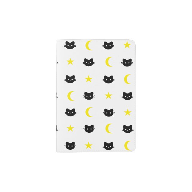 Kitty Cat Moon And Stars Passport Holder (Front)