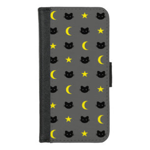 Kitty Cat Moon And Stars Phone Wallet Case