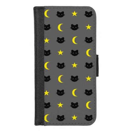 Kitty Cat Moon And Stars Phone Wallet Case