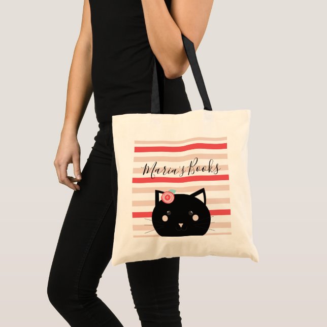 Kitty Cat Name Library Books Tote Bag (Front (Product))