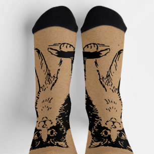 Kitty Cat on Brown Paper Fine Art Socks
