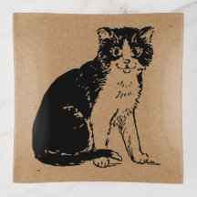 Kitty Cat on Brown Paper Fine Art