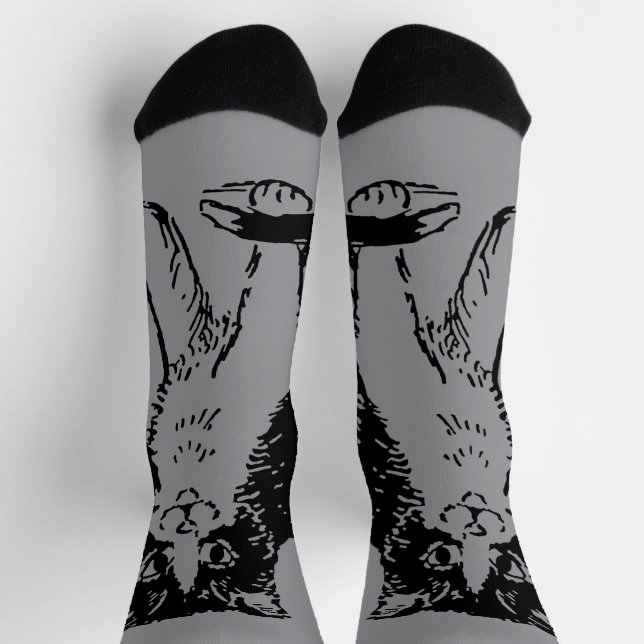 Kitty Cat on Gray Fine Art Socks (Top)