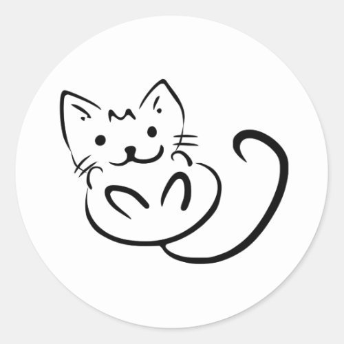 Kitty cat outline classic round sticker