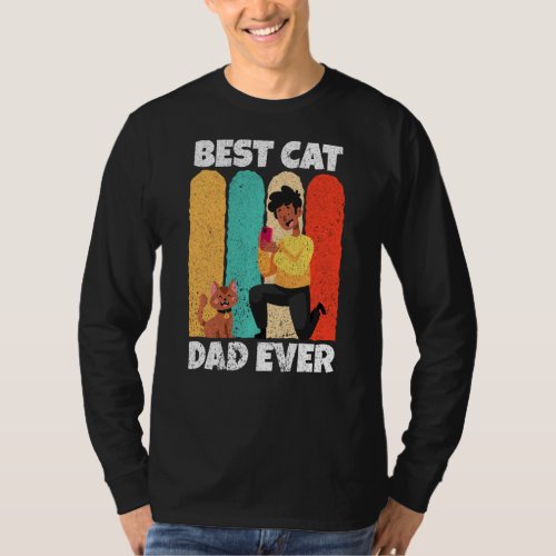 Kitty Cat Owner Fathers Day Cat Dad Retro Animal P T_Shirt
