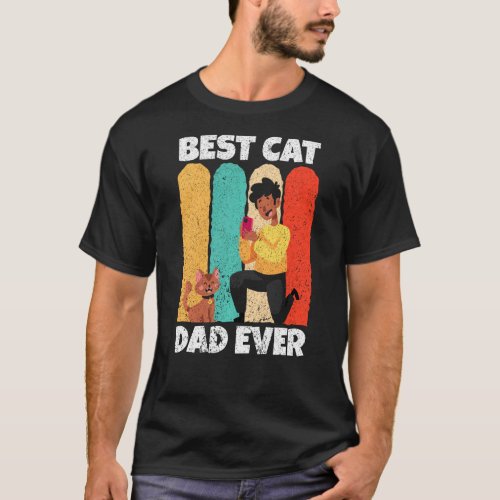 Kitty Cat Owner Fathers Day Cat Dad Retro Animal P T_Shirt