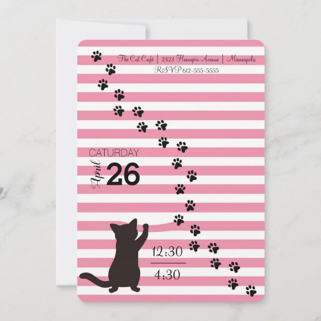 Kitty Cat Party Birthday Invitation (Back)