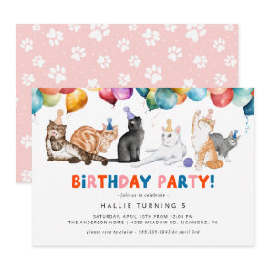 Kitty Cat Party | Fun Colorful Kids Birthday Invitation
