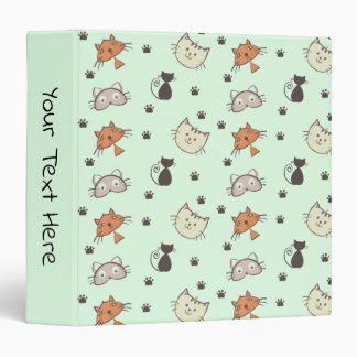 Kitty Cat Pattern 3 Ring Binder