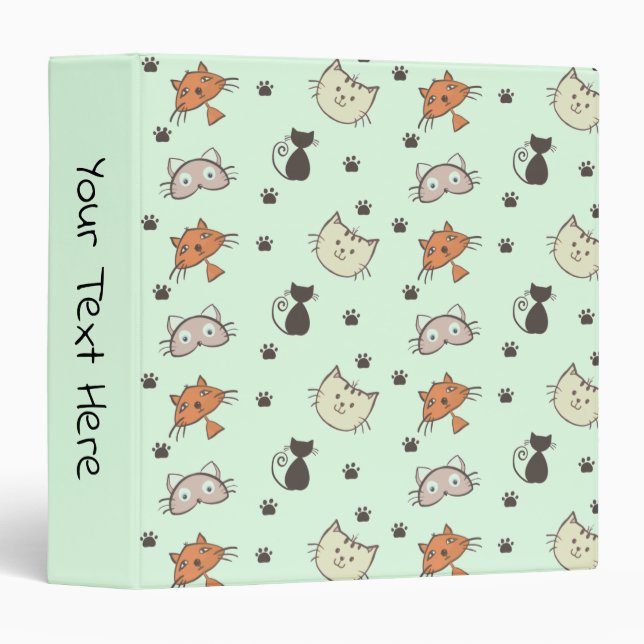 Kitty Cat Pattern 3 Ring Binder (Front/Spine)
