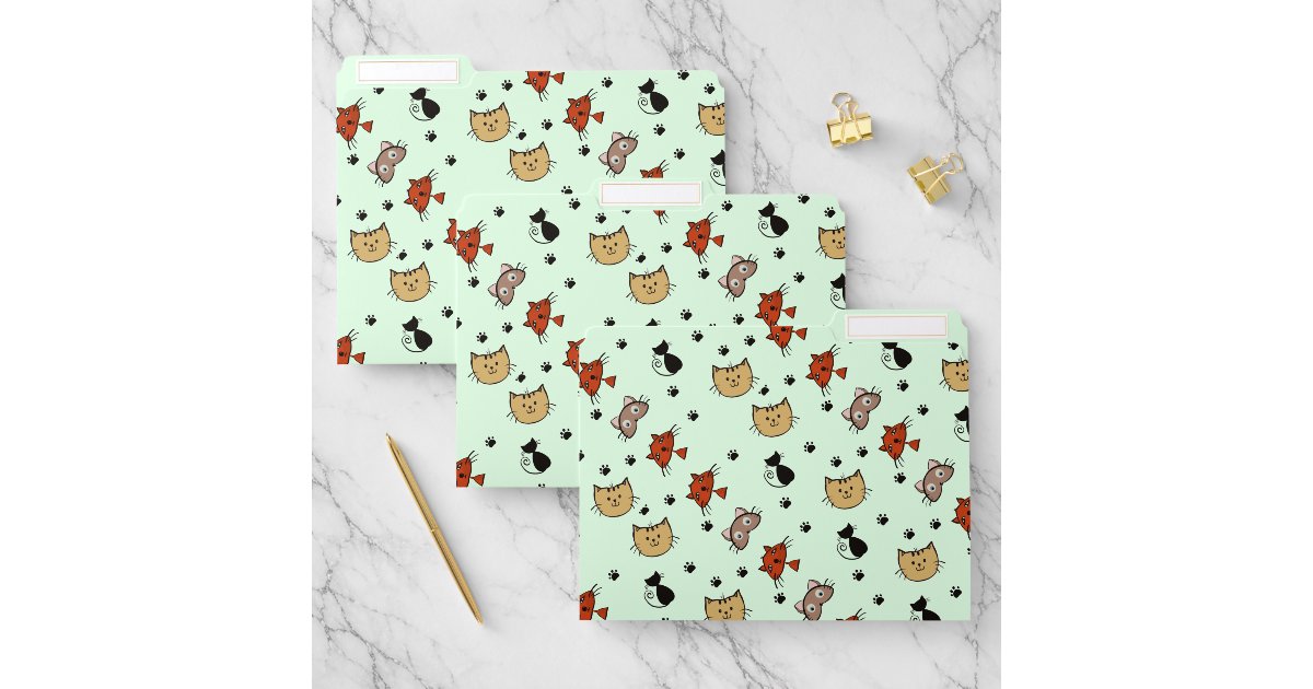 Kitty Cat Pattern File Folder | Zazzle