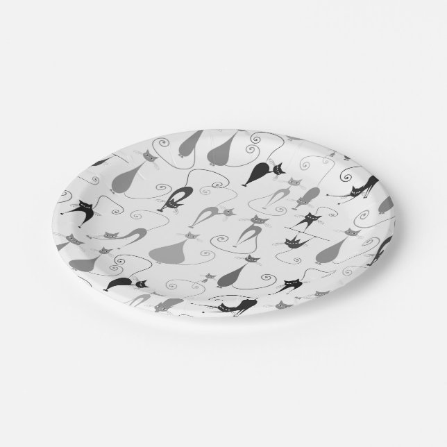 Kitty Cat Pattern Paper Plates (Angled)
