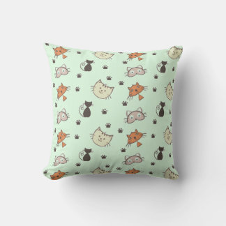 Kitty Cat Pattern Throw Pillow