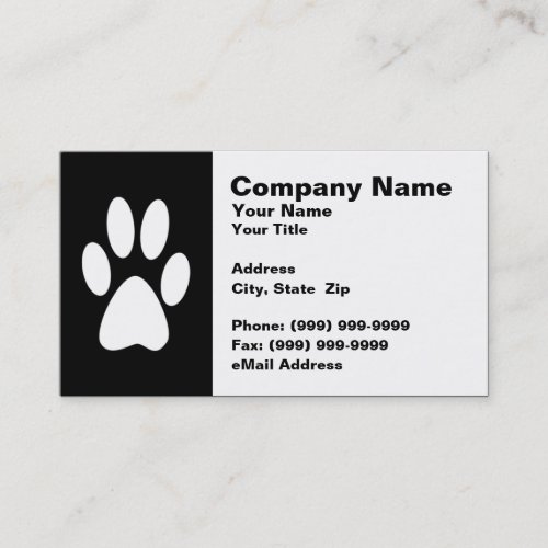 Kitty Cat Paw Print Business Card Template