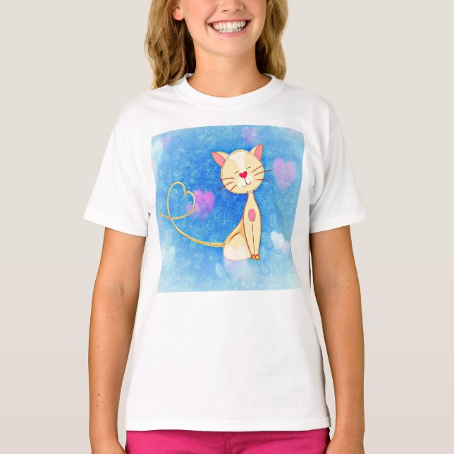 kitty cat pet cute hearts smile girly girls girl T-Shirt (Front)
