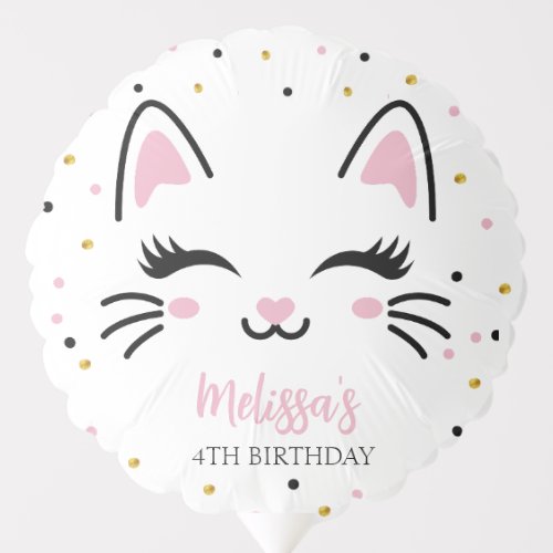Kitty Cat Pink and Gold Birthday Party Balloon