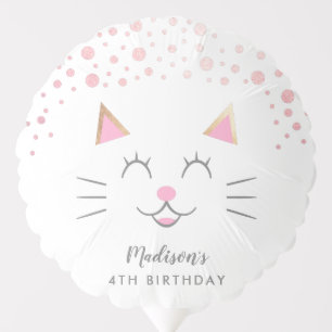 Kitty Cat Pink and Gold Birthday Party Photo Balloon