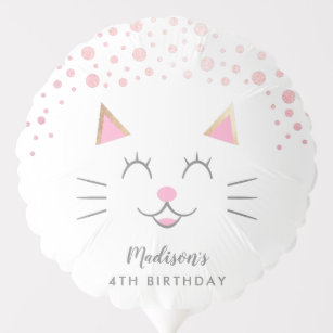 Kitty Cat Pink and Gold Birthday Party Photo Balloon
