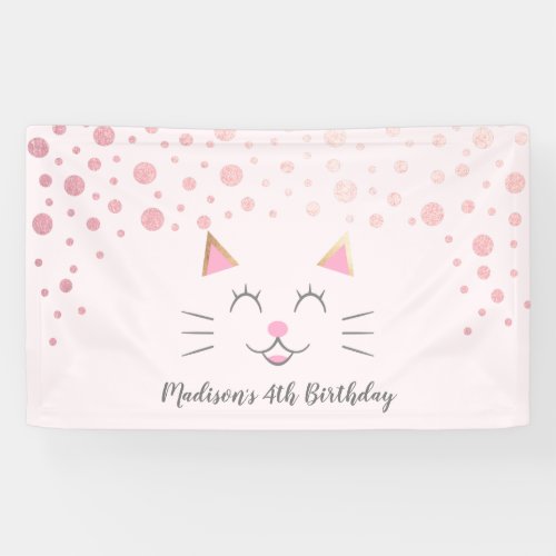 Kitty Cat Pink Birthday Banner